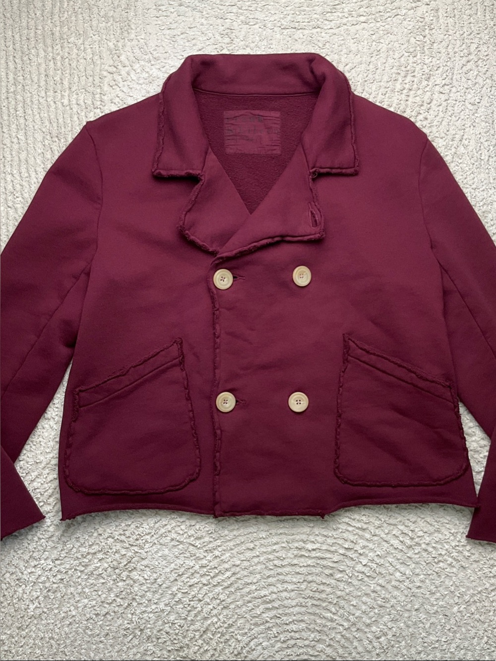 Frank & Eileen Mini Belfast Crop Knit Peacoat Garnet Size Small